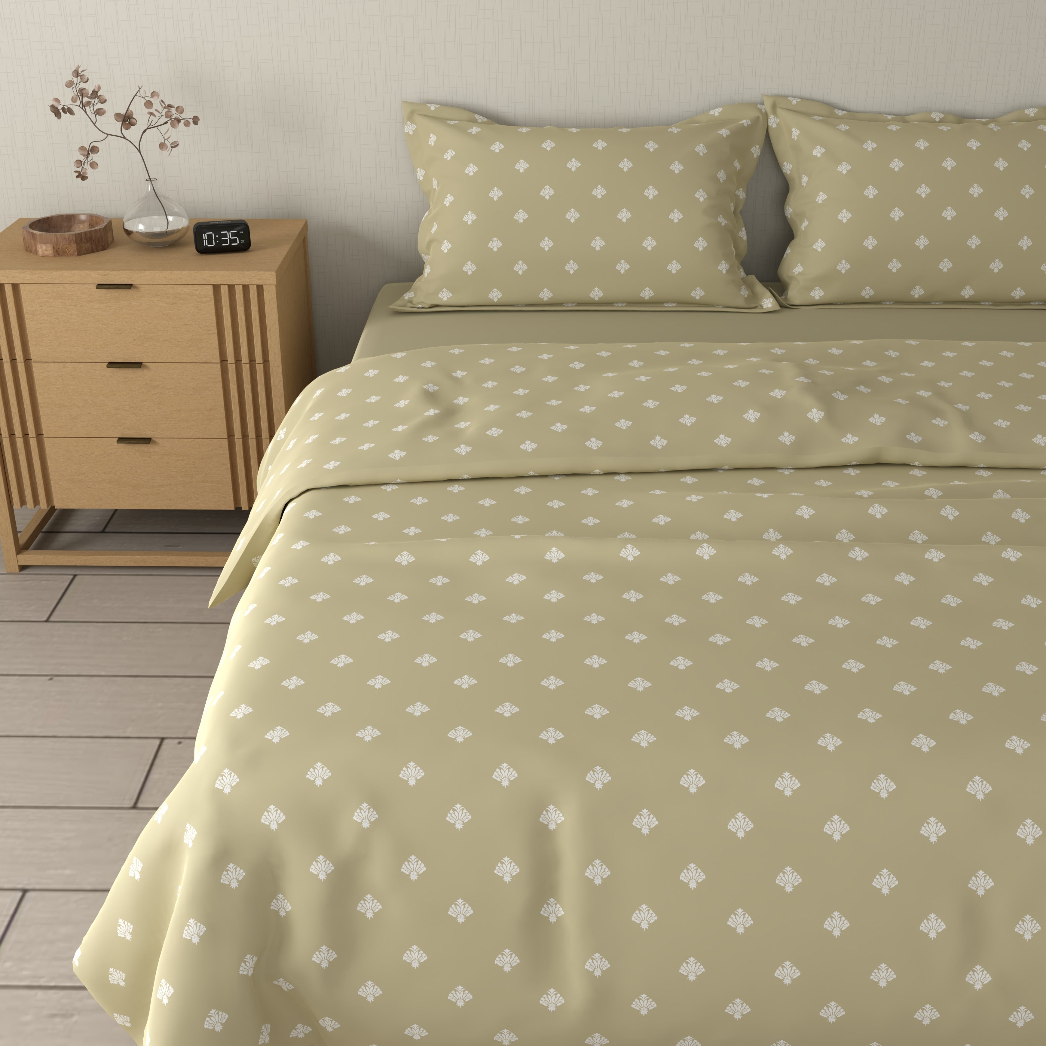 200 TC 100% Cotton Anika Latte Bedsheet Set
