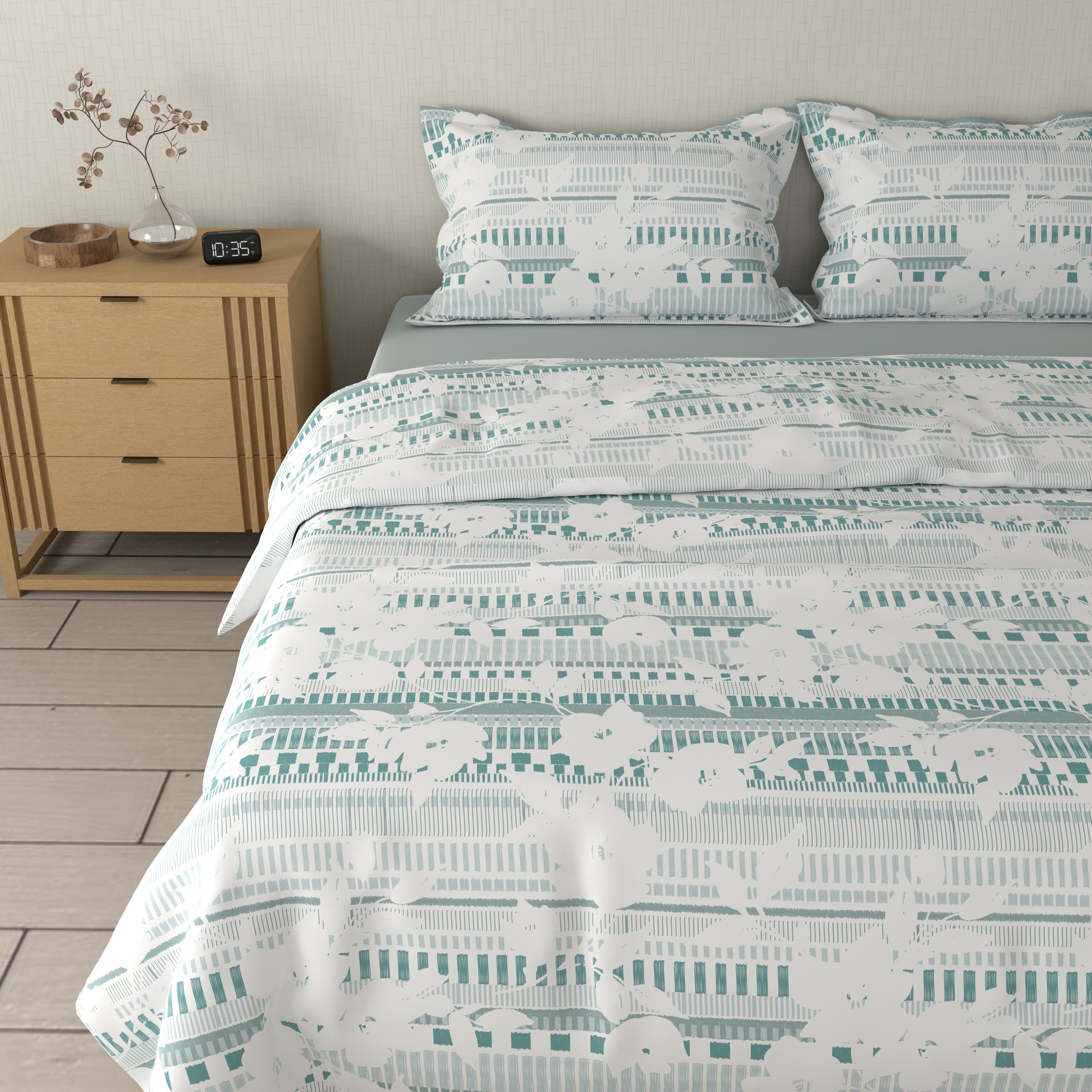 200 TC 100% Cotton Linea Bloom Jade Bedsheet Set