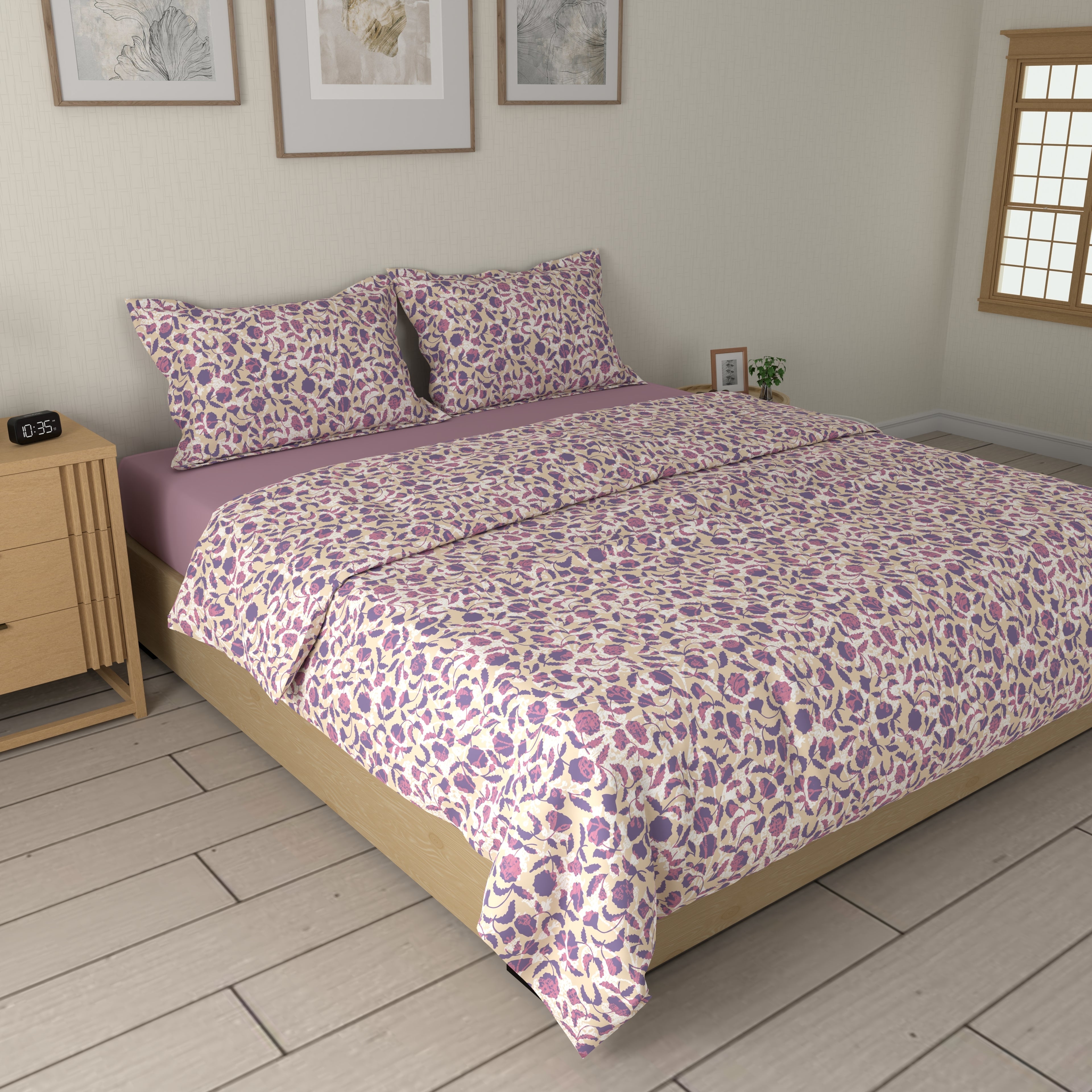 200 TC 100% Cotton Luma Lavender Bedsheet Set