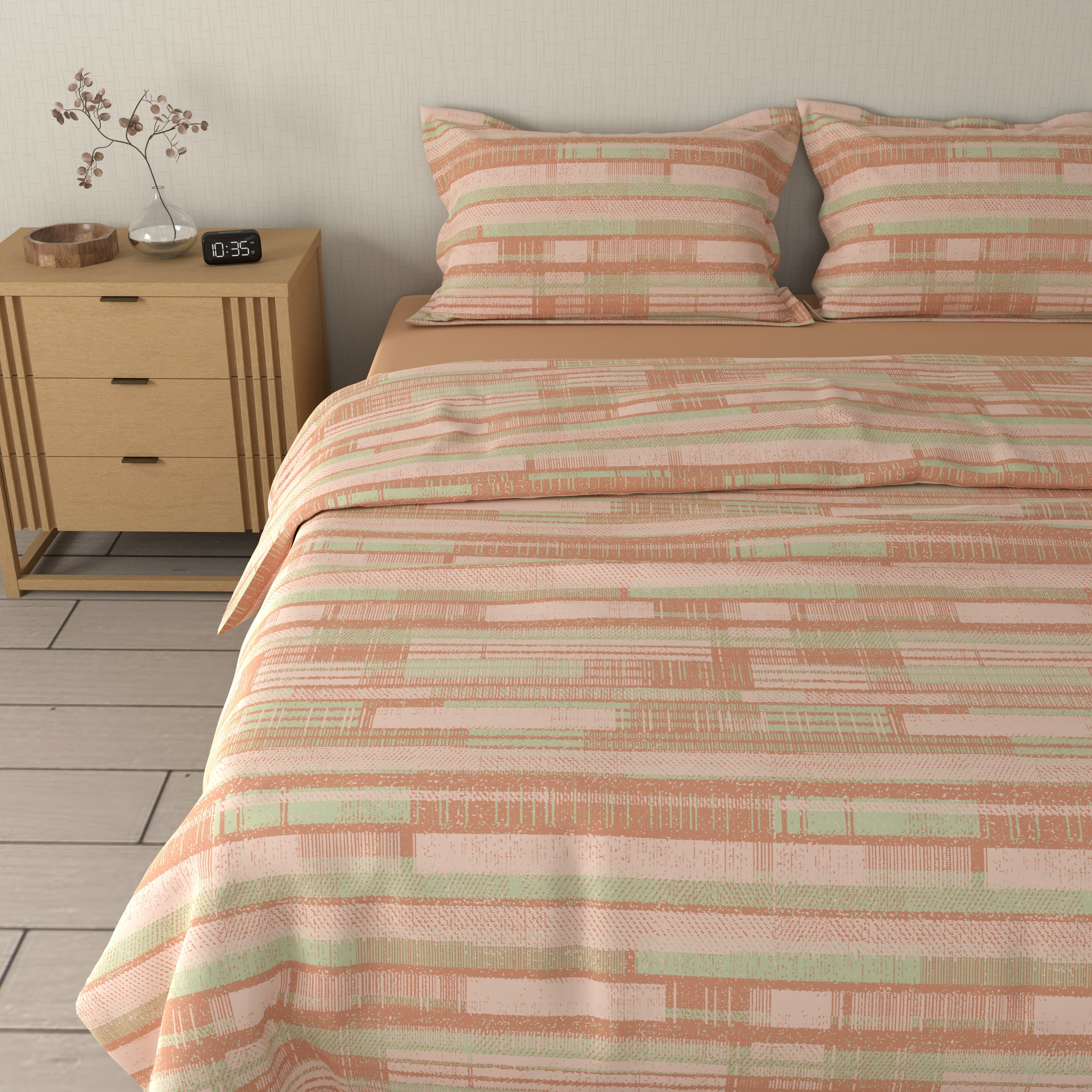 200 TC 100% Cotton Wazo Copper Bedsheet Set