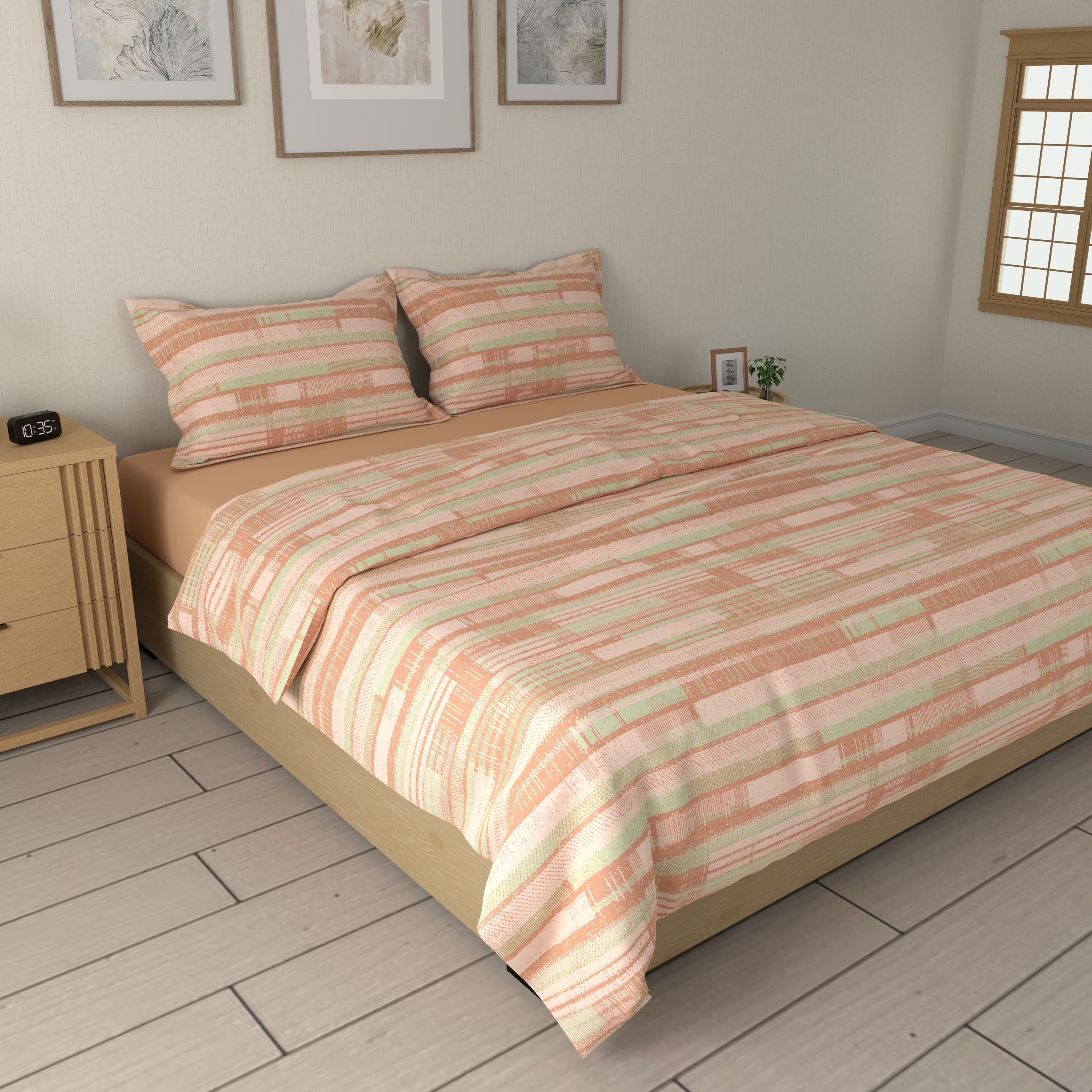 200 TC 100% Cotton Wazo Copper Bedsheet Set