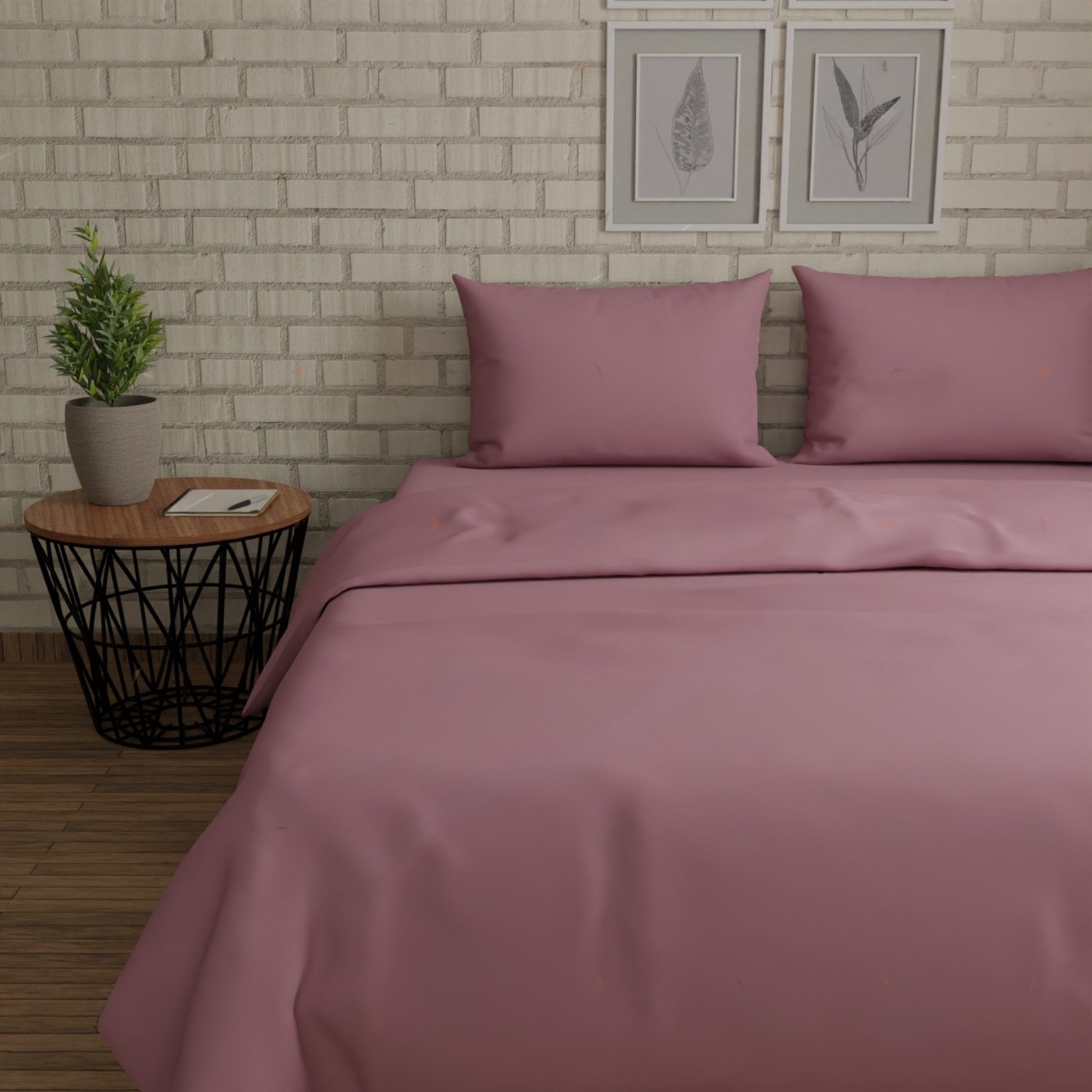 300 TC 100% Cotton Solid Dyed - Lilas Bedsheet Set