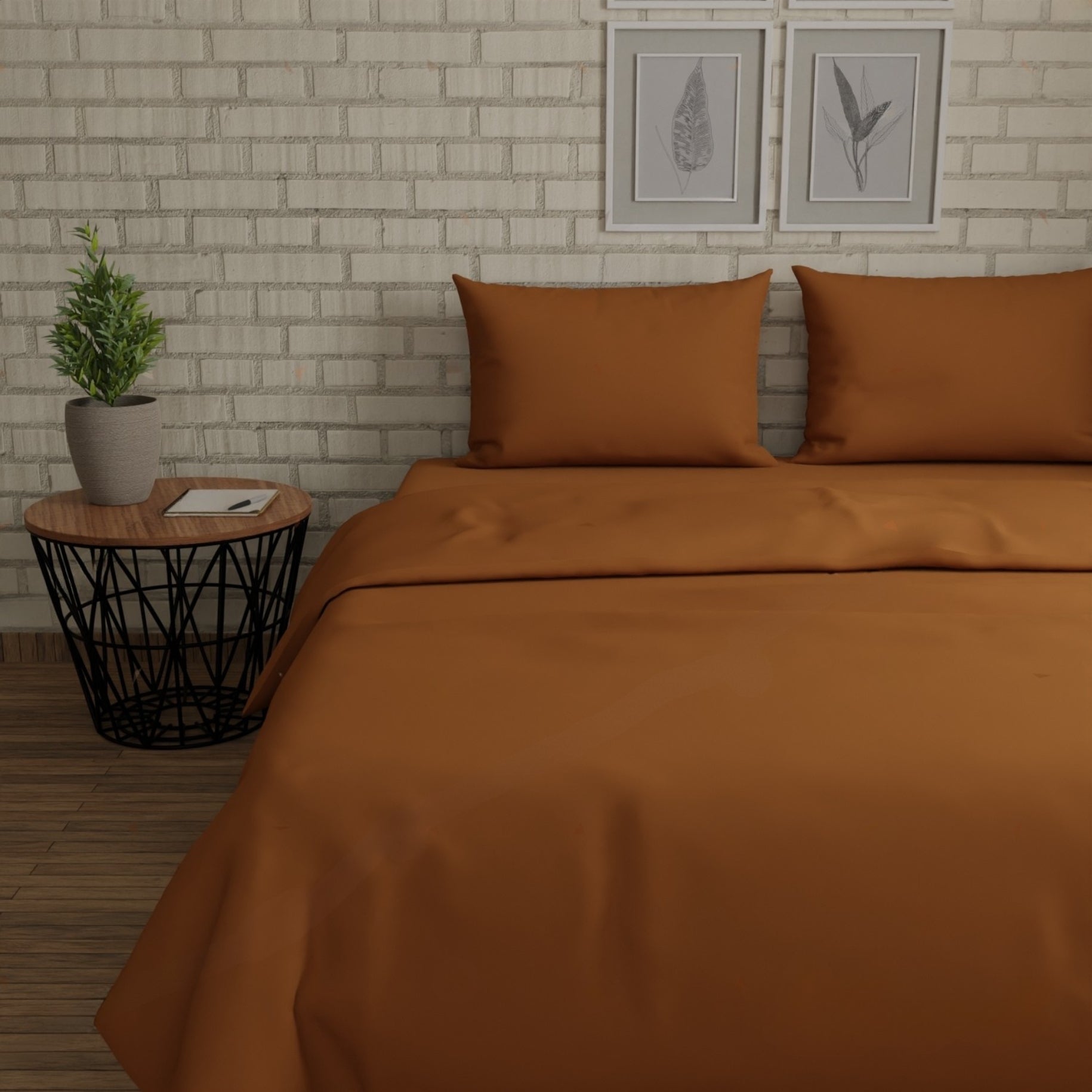 300 TC 100% Cotton Solid Dyed - Roasted Pecan Bedsheet Set