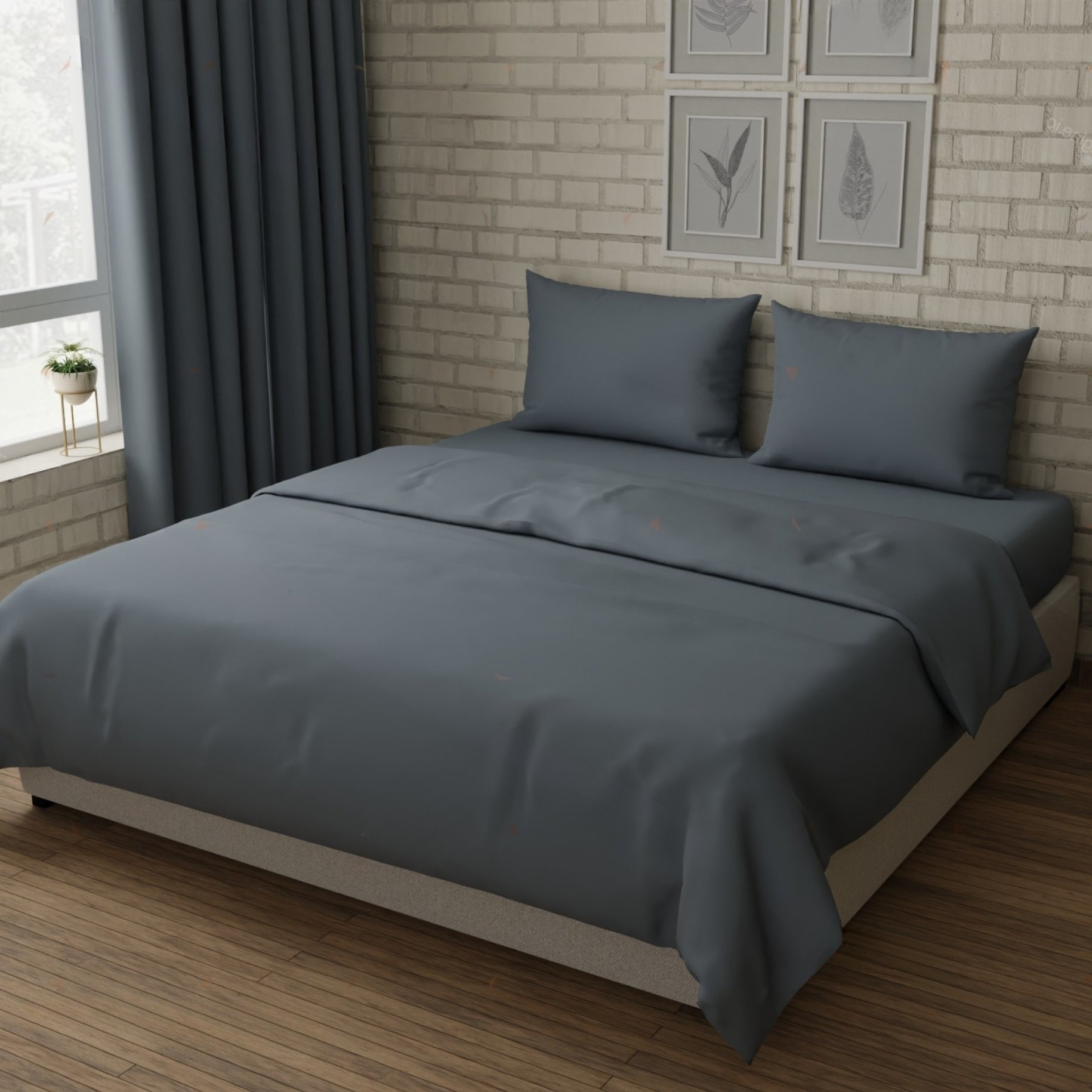 300 TC 100% Cotton Solid Dyed - Turbulence Bedsheet Set