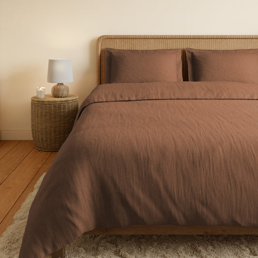 Coca Mocha Linen Cotton Bedsheet Set