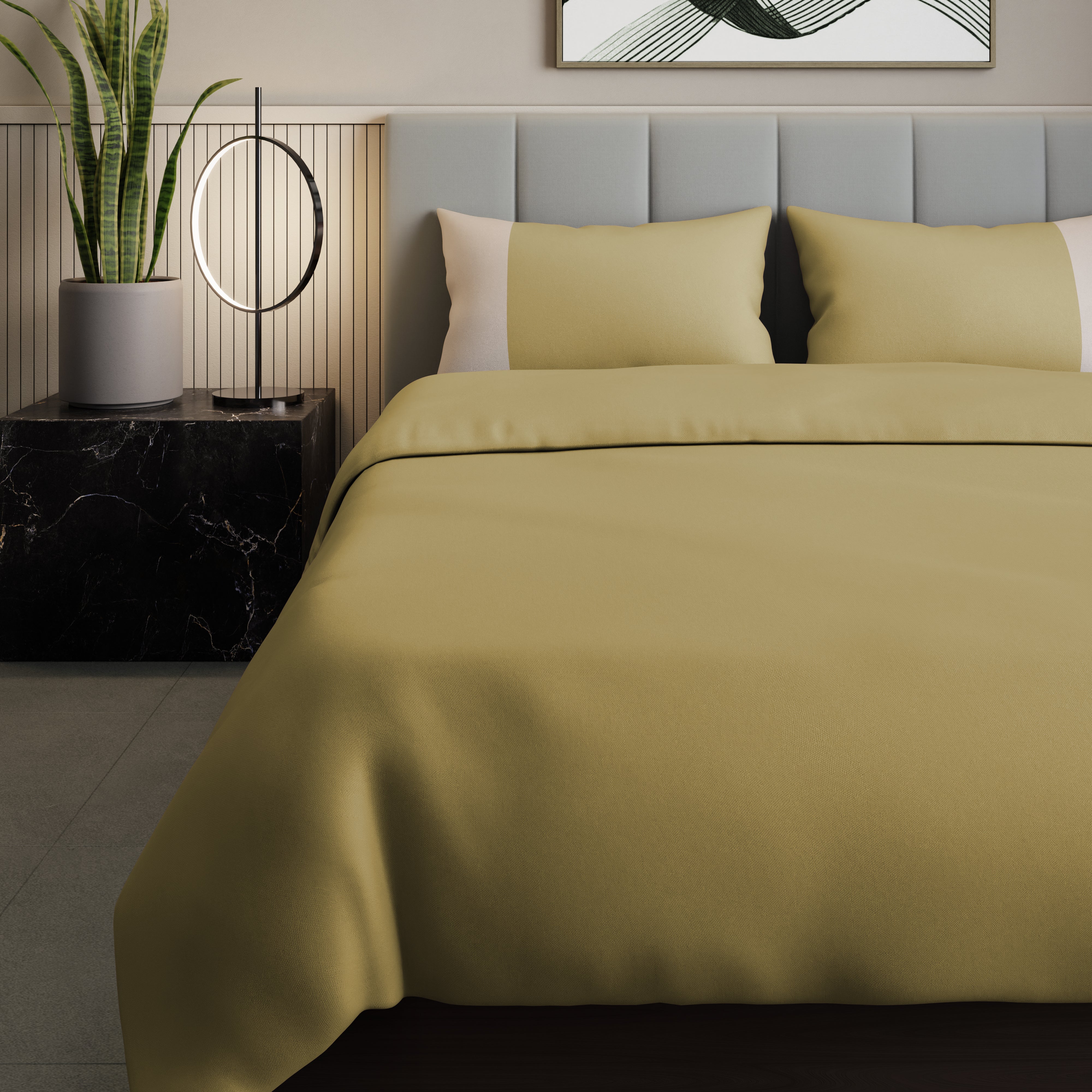 300 TC 100% Cotton - Khaki Bedsheet Set