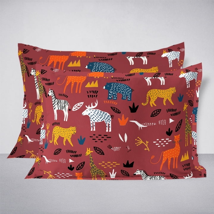 Swaas Forest Friends 100% Pure Cotton Antimicrobial Kids Pillow Covers